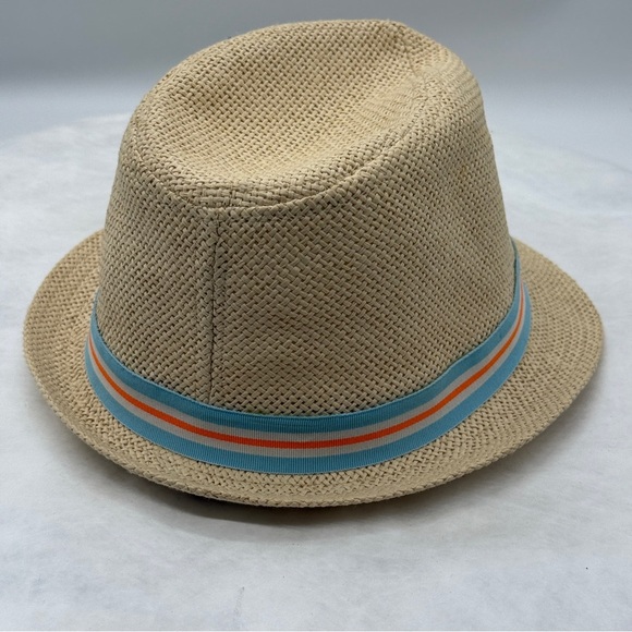 TRULY Tan and Blue Fedora Hat with Striped Band Unisex Size 4T. - Picture 4 of 10